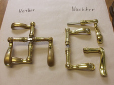 Türbeschlag Messing Aufarbeit Umarbeit Briefklappe Stossgriff Leuchter polieren