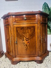 Kommode Barock Stil  Schrank Intarsien Anrichte Holzkommode Oval  Prunk Anrichte