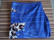 Elegante Damen Leggings Leggins In Blau mit Leopardenmuster Gr.XXL/46