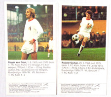 2 Fußball Sticker Hennes Weisweiler - R. Gerber + R. van Gool - Ungeklebt