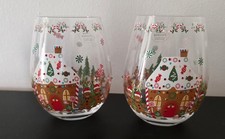 TK Maxx Weihnachten 2er Set Lebkuchenhaus/Mann Stiellos Tumbler Gläser Neu