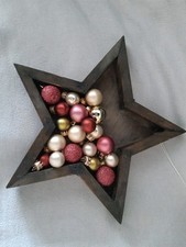 Deko Holzstern 25cm Stern Weihnachtsstern Fensterdeko Tischdeko Mit Kugeln 