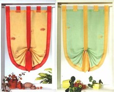 Fensterdekoration Scheibengardine Schlaufen terra rot grün gelb Gardine Typ535