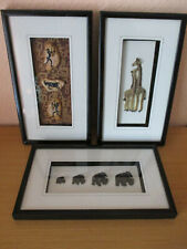 3 Wandbilder Afrika Bilder afrikanische Motive 3D Tierfiguren Giraffen Elefanten