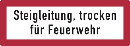 Schild steigleitung trocken - schild,