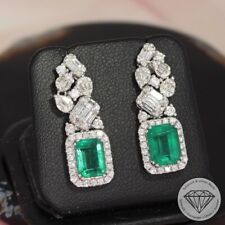 Wert 7750 € Brillant Diamant Smaragd Ohrringe 750 18 Karat Weiß Gold