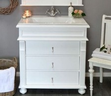 Waschtischunterschrank Keramik-Waschbecken Massiv-Holz Unterschrank Landhaus