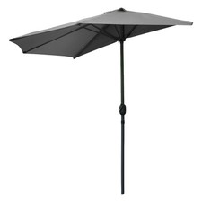 Sonnenschirm 270 cm halbrund - anthrazit - Wand Balkon Sonnen Schutz Schirm