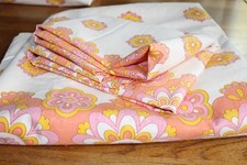 NEU ! - 2 Teile: Bettwäsche vintage flower gelb 140x200cm 70s fabric 70er Stoff