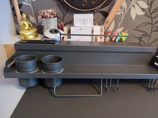 Wandregal Küche mit Messerhalter und 2 Abtropfbehältern und Befestigungsschiene