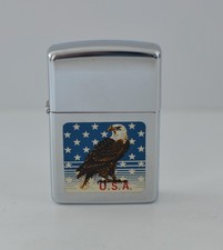 Zippo Benzinfeuerzeug USA Adler Sterne Design Chrom 1992 (A VIII)