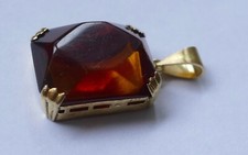 Anhänger Bernstein Silber vergoldet Vintage 70er pendant silver