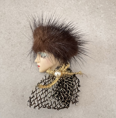 Vintage brosche damenkopf - vintage,