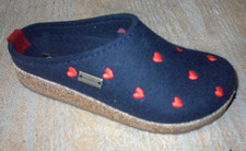 Hausschuh, Haflinger Filzhausschuhe Grizzly Cuoricini blau Größe 39