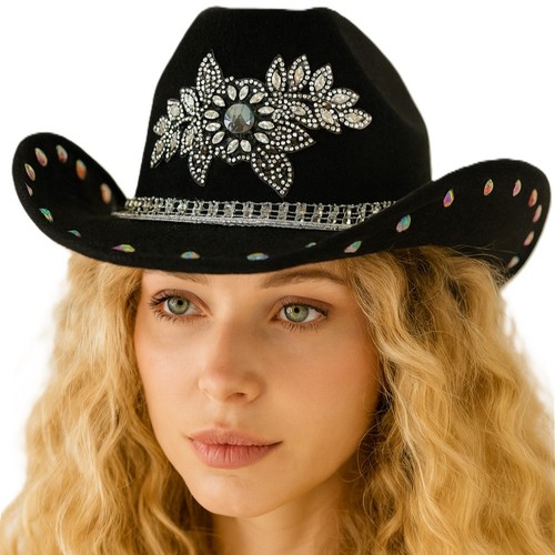 Schwarzer cowgirl hut mit - schwarzer,