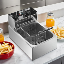 Öl-Friteuse 2500W 6L Edelstahl Fritteuse Kaltzonen Fritteuse Fritöse mit Timer