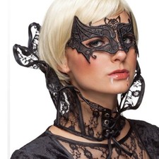 Gothic Stehkragen Spitzenkragen Vampir Lady schwarz Kragen böse Königin Hexe 