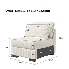 U-förmiges Sofa Bett Wohnzimmer Couchgarnitur Sofagarnitur Velours Eingebettet -