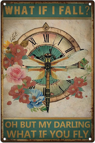 Blechschild libelle und uhr - blechschild,