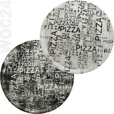2 x Pizzateller 31 cm Porzellan Pizza Teller Servierteller Schwarz Weiß Text