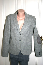 GANT Blazer Jacke reine Wolle Fischrätmuster hellgrau guter Zustand in Gr.  42