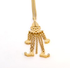 Goldkette mit Harlekin, Panzerkette mit Clown Anhänger, Gelbgold 750 18 KT