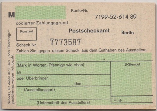 Ddr scheck postscheckamt - ddr,,