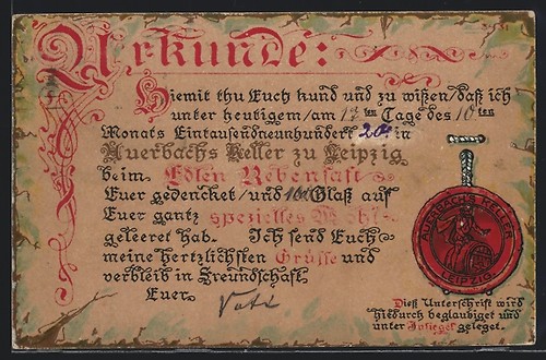 Leipzig urkunde aus - urkunde, auerbachs