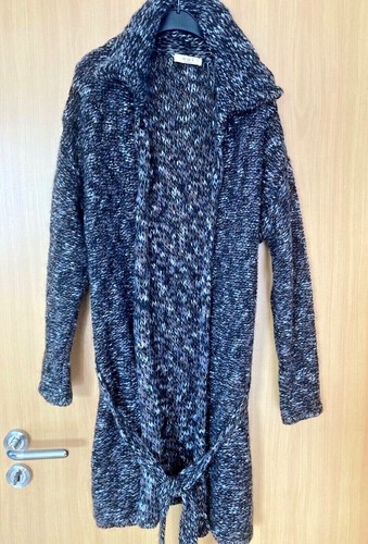 Schwarz grauer strickmantel - schwarz-grauer,