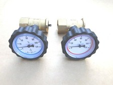 Set 2x Solarkugelhahn DN20 Schwerkraftbremse Thermometer