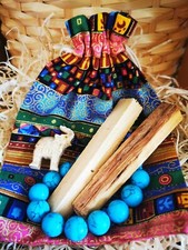 Set - Howlite Türkis Armband mit Speckstein Glücksbringer + 2 Palo Santos