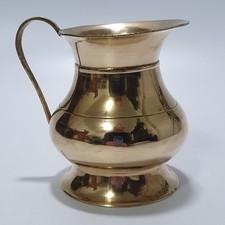 Messing Kanne Bauchkanne Krug Vase mit Henkel Deko Alt Messingkanne