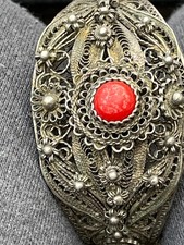 Vintage Armreif Silber Koralle