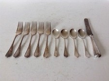 10 antike Besteckteile, versilbert, Christofle, Kreuzbandmuster