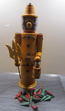 Räuchermann "Nachtwächt" Holz Vintage ca. 34 cm braun + 35 Räucherkegel