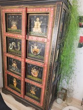 Handbemalter Indischer Kassettenschrank Kolonialzeit 