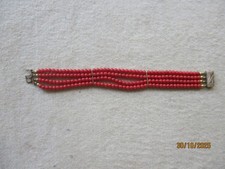 Armband Koralle 4 Strang Verschluß 800 Silber Vergoldet Korallenarmband Art Deco