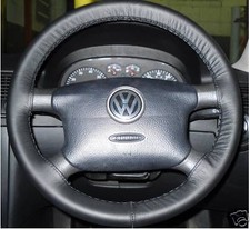 Für VW Caravelle T4 1990-2003 Schwarz Leder Lenkrad Abdeckung Top-Qualität Neu