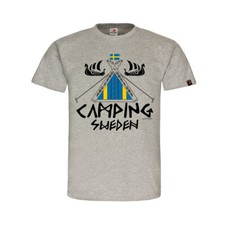 Viking Camping SWEDEN Schweden Urlaub Zelten Tradition Wikinger T Shirt #31899