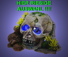 Aquarium Deko leuchtender ❤️ LED TOTENKOPF ❤️ Farben Dekoration Zubehör Höhle