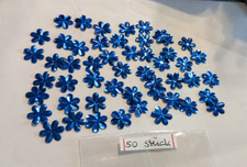 50 Pailletten 3D " Blumen " 14mm ** dunkel blau gewölbt basteln Karten Kerzen