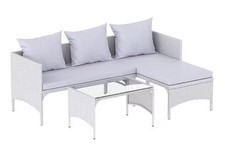 BIGZZIA Gartenlounge Set inkl. Tisch Gartenmöbel Garnitur Sitzecke Rattan Grau