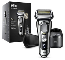 Braun Series 9 Pro Rasierer 9466cc chrome mit Smart Care Center und Lederetui