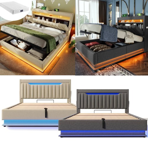 Polsterbett mit led kopfteil - mit,