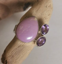 multicolor Ring Phosphosiderit - Amethyst - 925er Silber - Gr. 17,5 - Lila