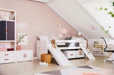 Lifetime Kidsrooms Kojenbett Climb & Slide mit Rollboden+Emma Matratze Neu white