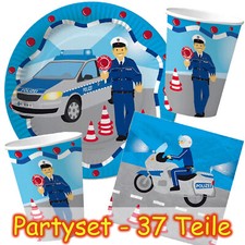POLIZEI PARTY SET - 37 Teile Kindergeburtstag Polizisten Kinder Geburtstag Deko