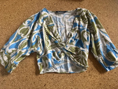 Zara crop bluse shirt bunt - zara,