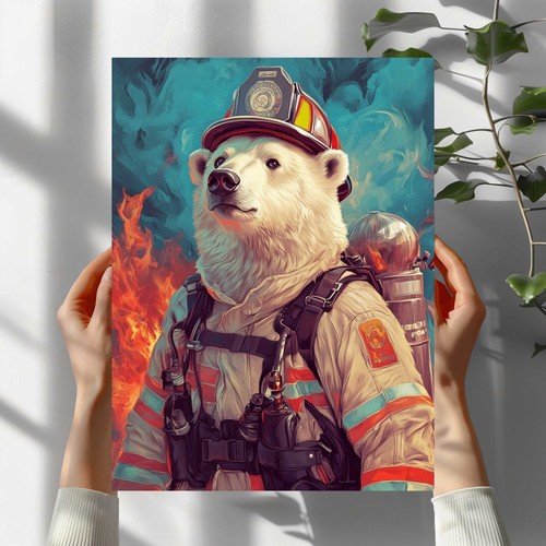 Eisbär als feuerwehrmann - eisbär,
