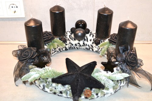 Adventskranz fellkranz schwarz - adventskranz,